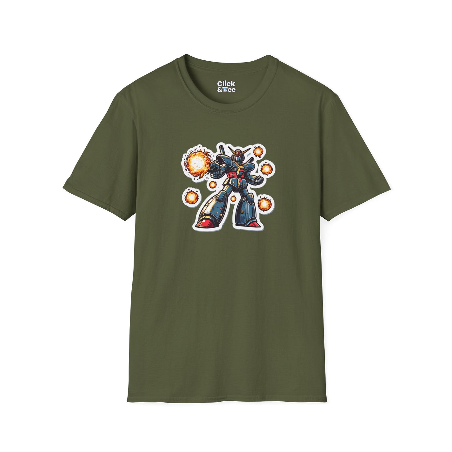 Shonen Anime T-Shirt - Magical Robot Shooting fireballs - Shonen Anime Style T-Shirt