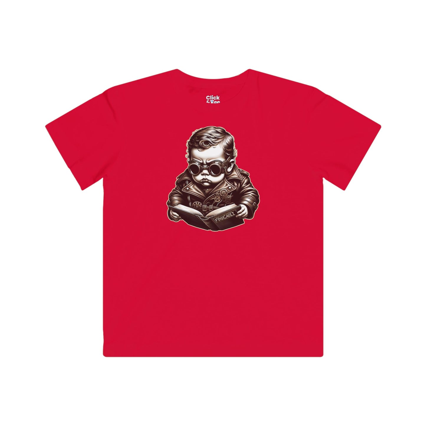 Kids Steampunk T-Shirt - Brooding Intense Toddler Reading Foucault - Steampunk Style T-Shirt