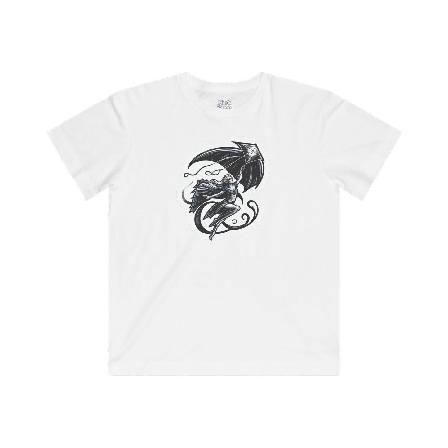 Kids Modern T-Shirt - Graceful Vampire Flying a Kite - Modern Style T-Shirt