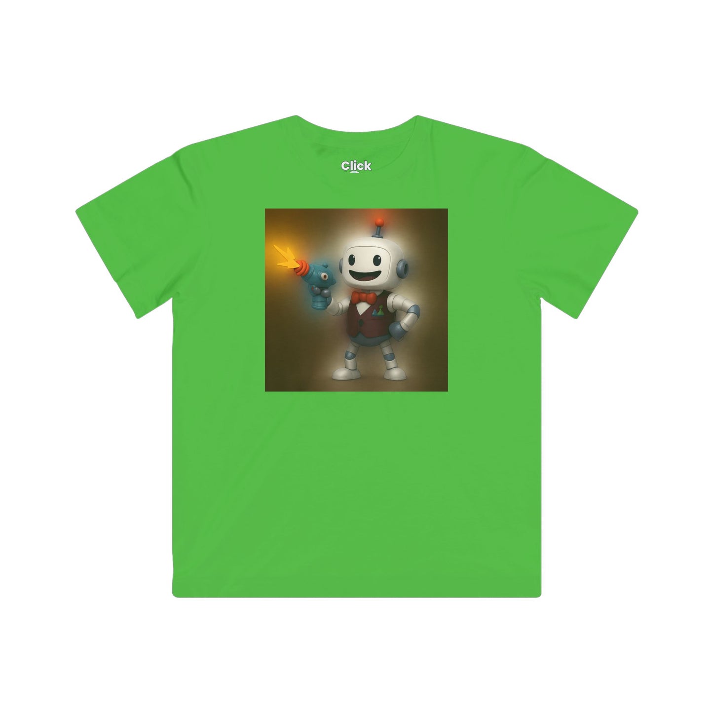Kids 3D T-Shirt - Smiling Robot Bartender Shooting a Ray Gun - 3D Style T-Shirt