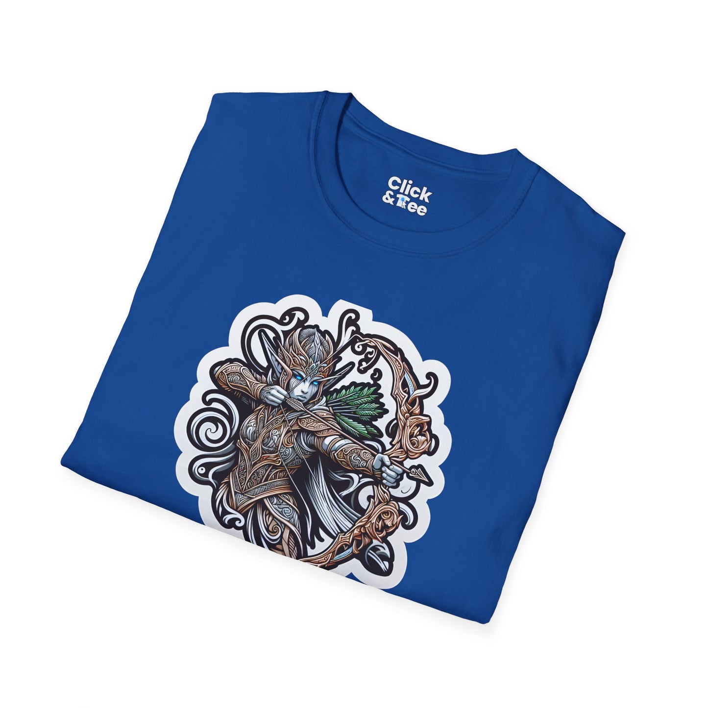 Fantasy T-Shirt - Fantastical Elf Shooting a bow and arrow - Fantasy Style T-Shirt