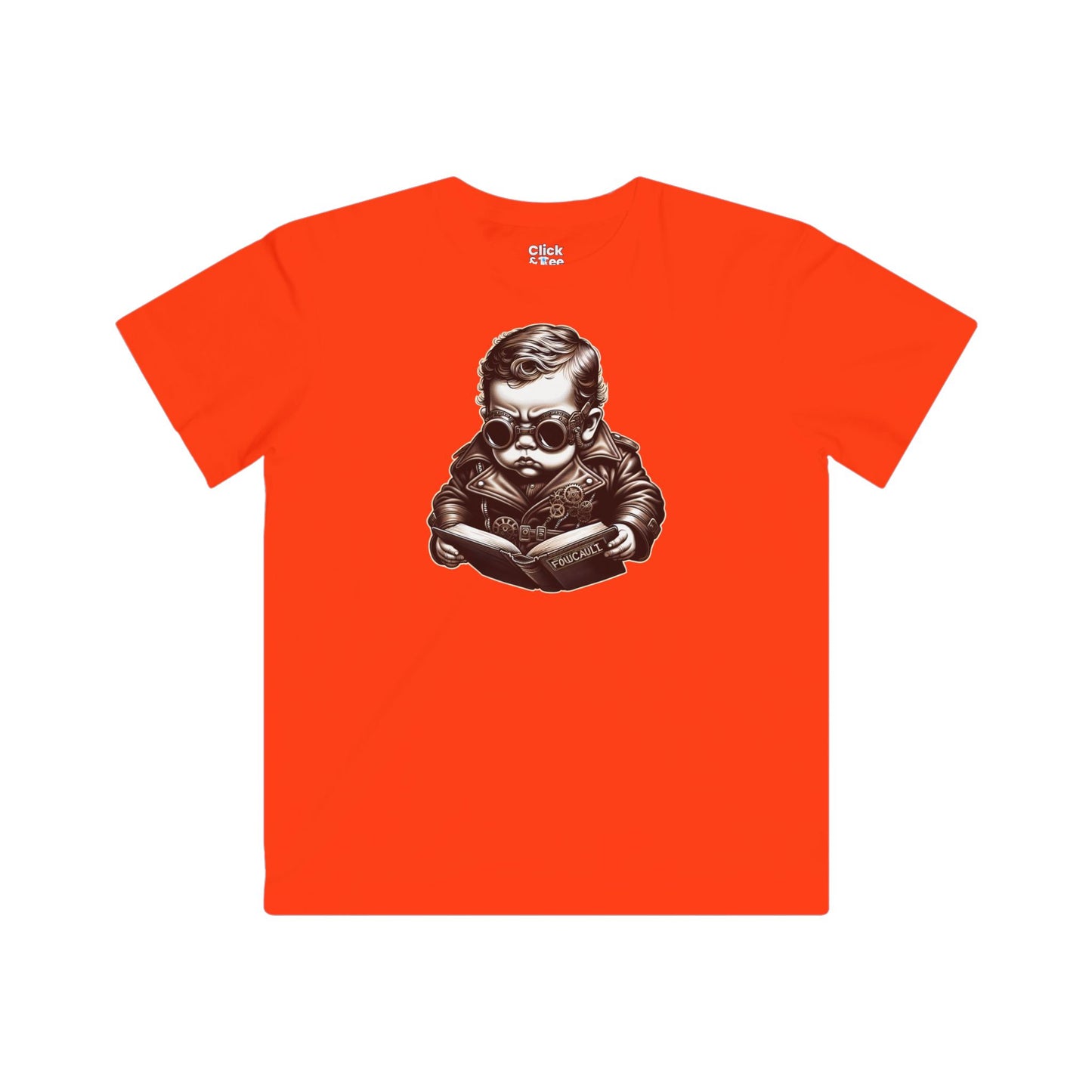 Kids Steampunk T-Shirt - Brooding Intense Toddler Reading Foucault - Steampunk Style T-Shirt