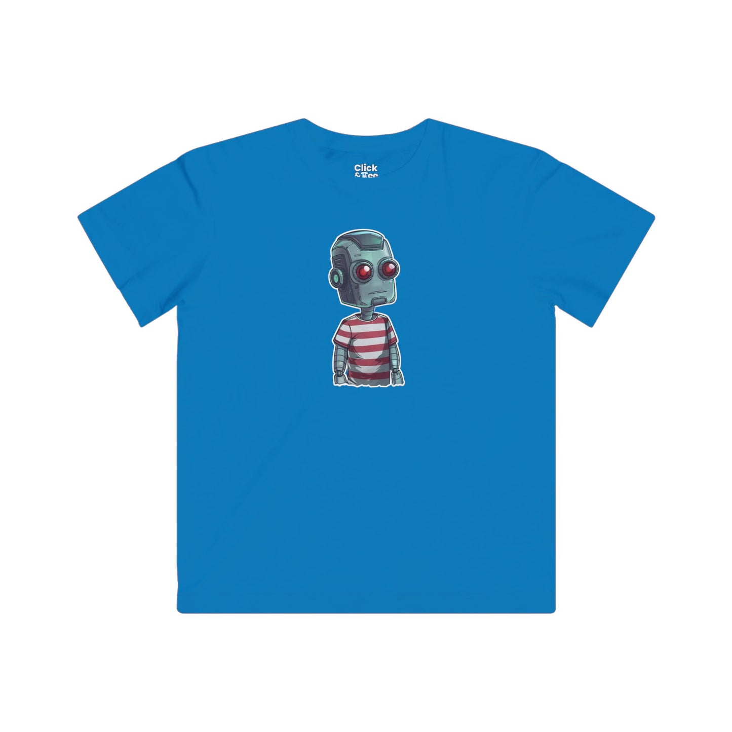 Kids Futuristic T-Shirt - Cool Robot Rebel Wearing a Trendy T-Shirt - Futuristic Style T-Shirt