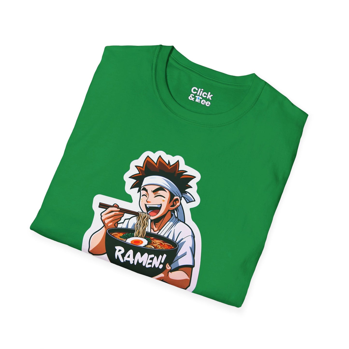 Harem Anime T-Shirt - Happy Kung-Fu Kid Eating a hot bowl of ramen - Harem Anime Style T-Shirt