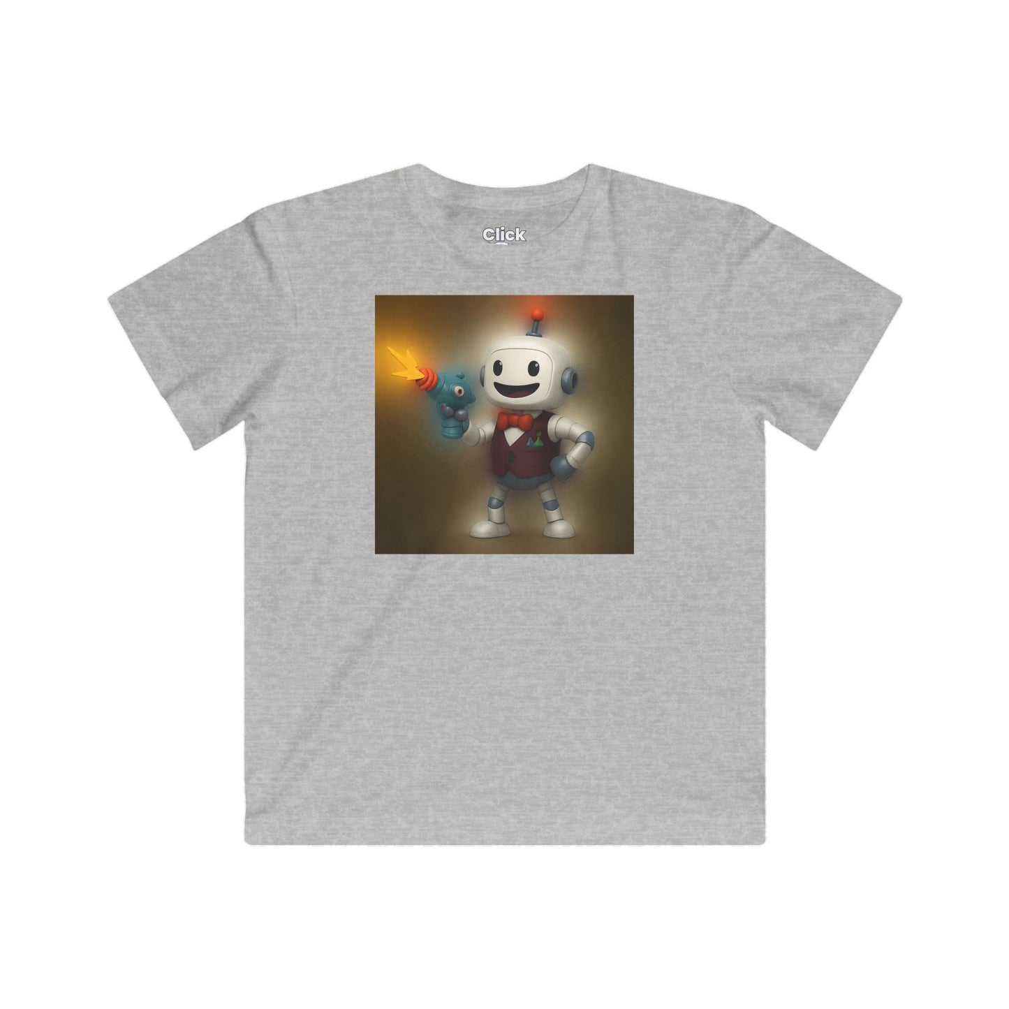 Kids 3D T-Shirt - Smiling Robot Bartender Shooting a Ray Gun - 3D Style T-Shirt