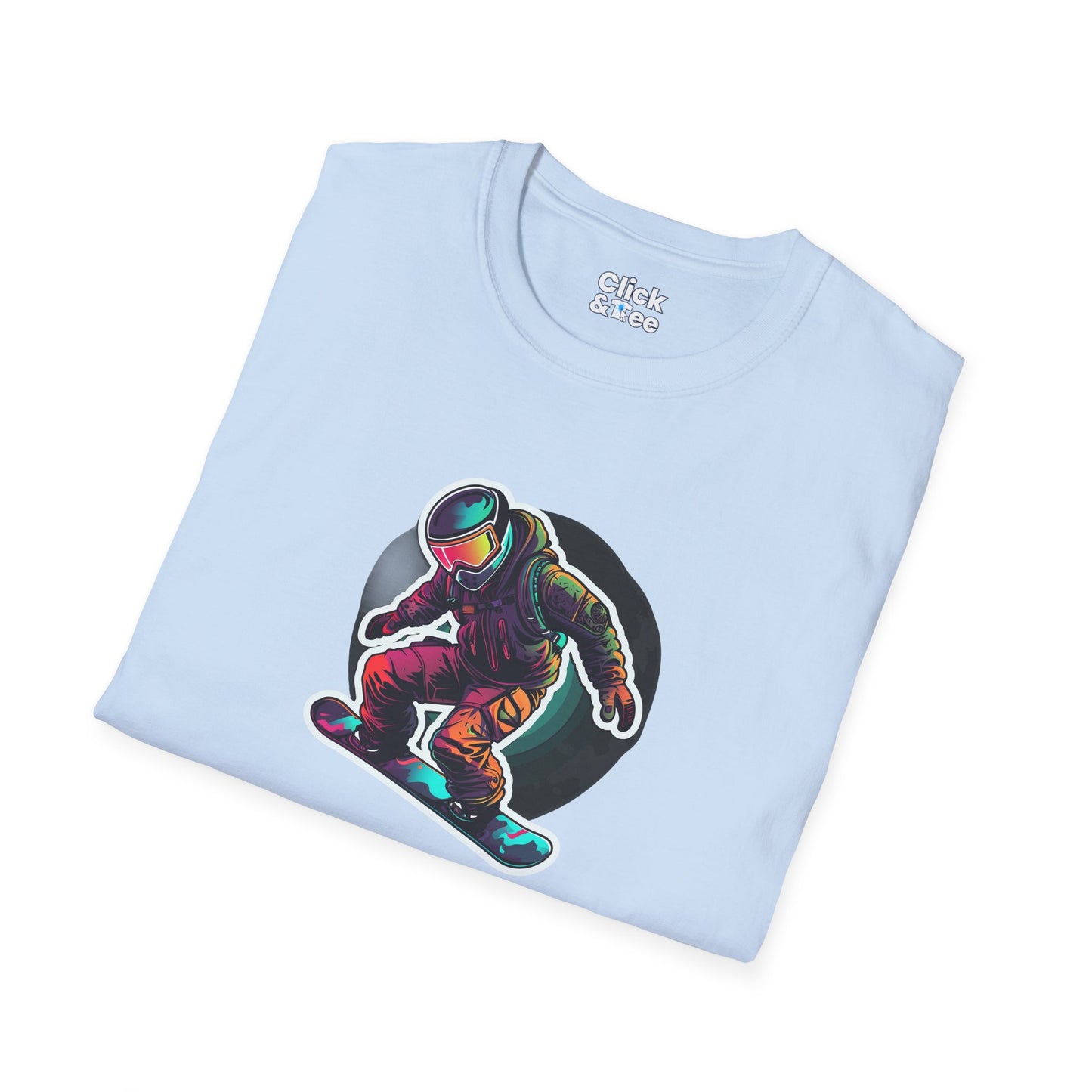 Retro T-Shirt - Aggressive Robot Snowboarder Flying through the air - Retro Style T-Shirt