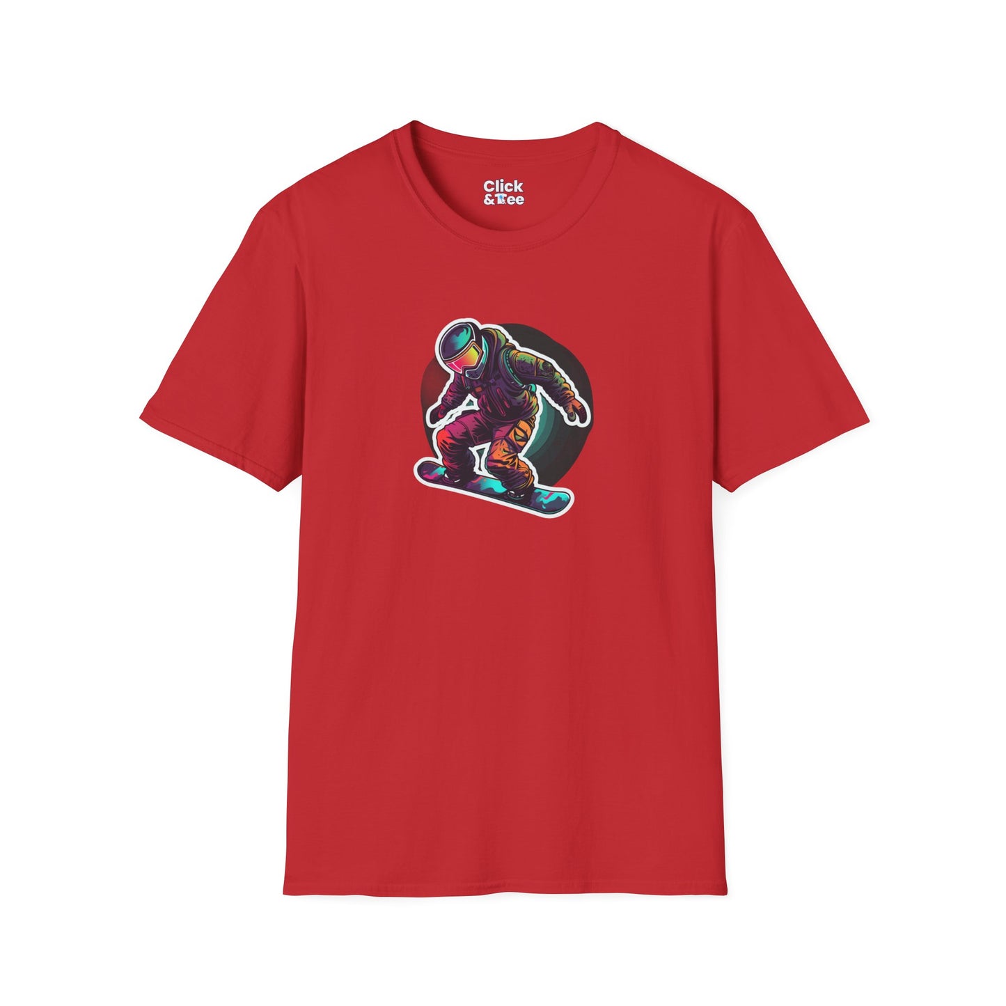 Retro T-Shirt - Aggressive Robot Snowboarder Flying through the air - Retro Style T-Shirt