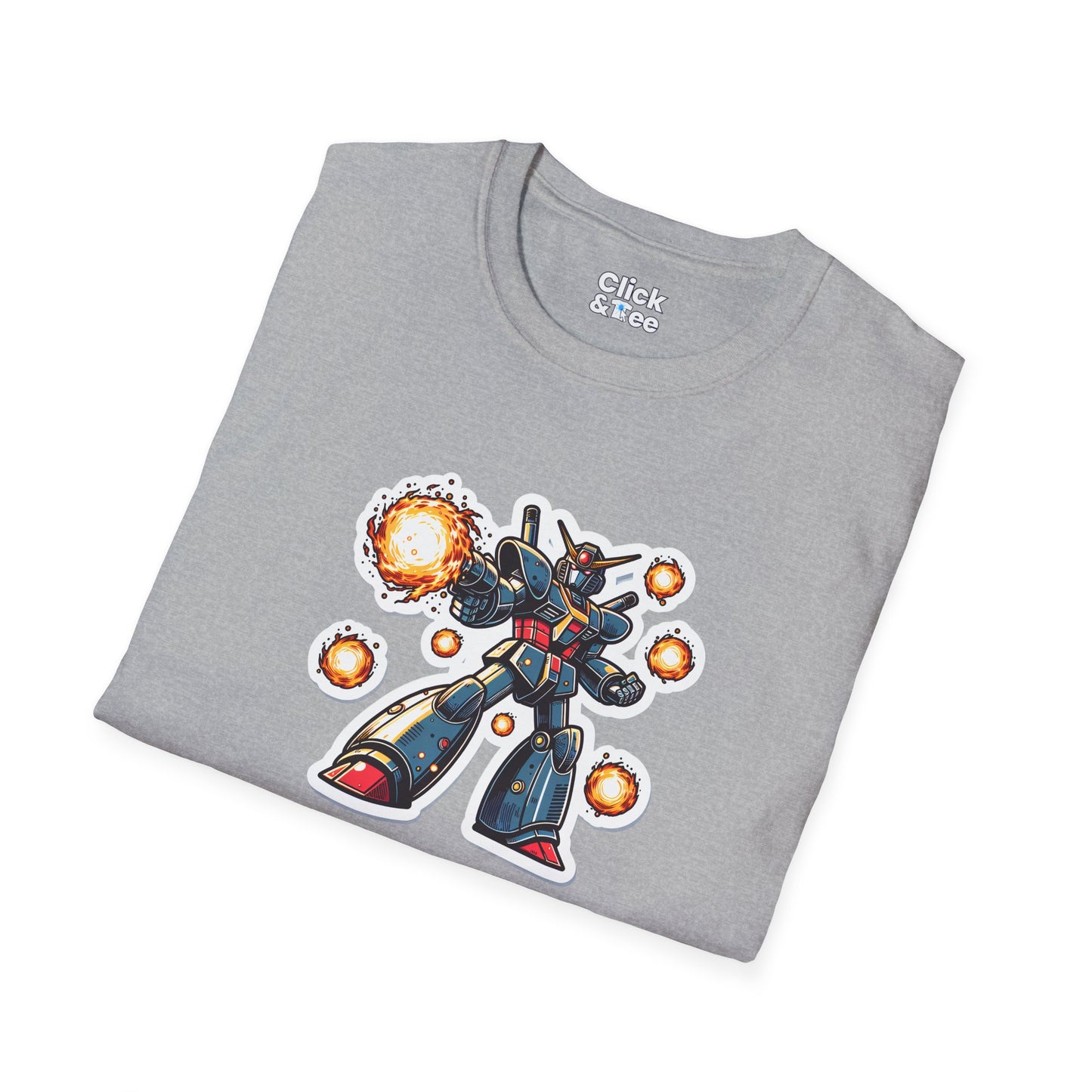 Shonen Anime T-Shirt - Magical Robot Shooting fireballs - Shonen Anime Style T-Shirt