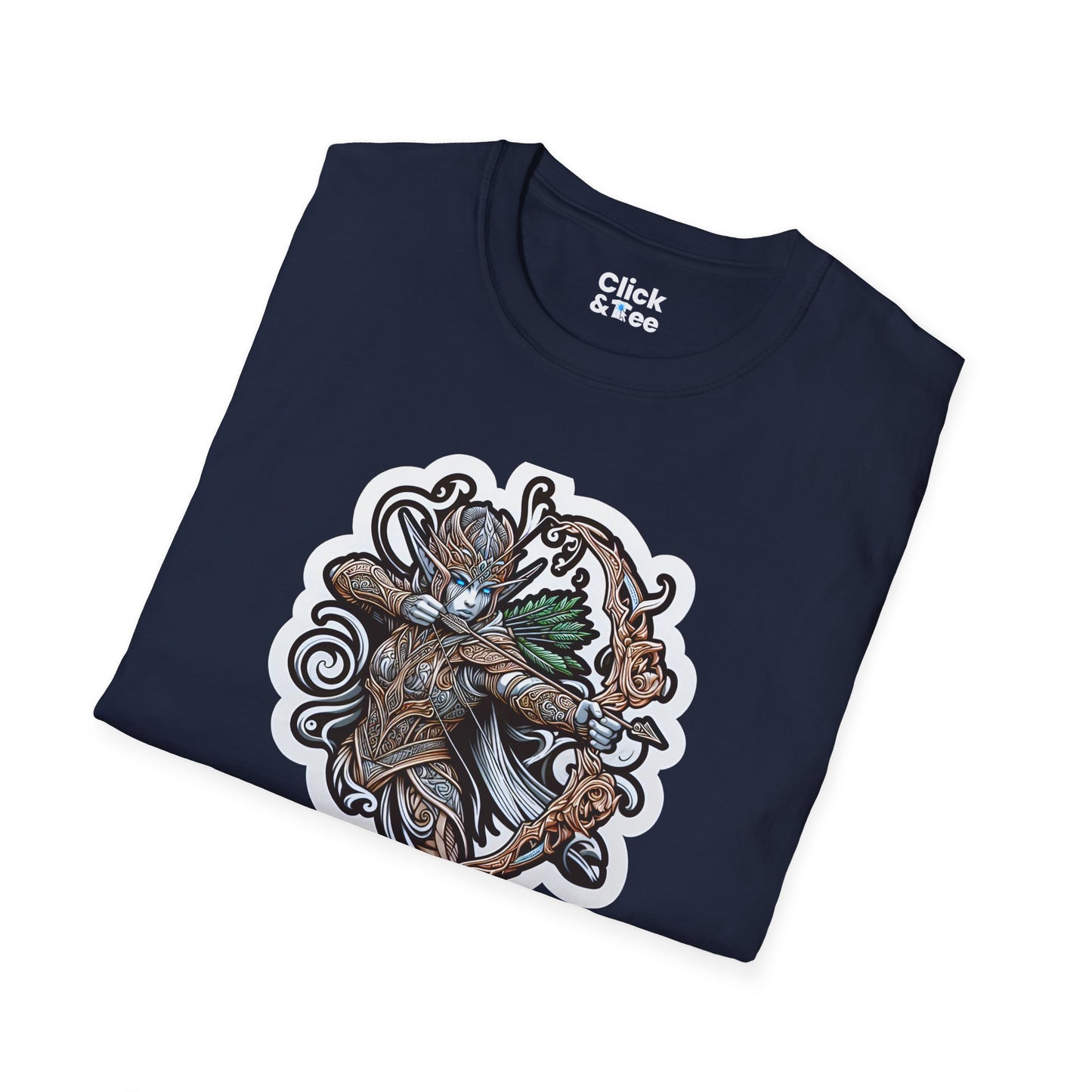 Fantasy T-Shirt - Fantastical Elf Shooting a bow and arrow - Fantasy Style T-Shirt
