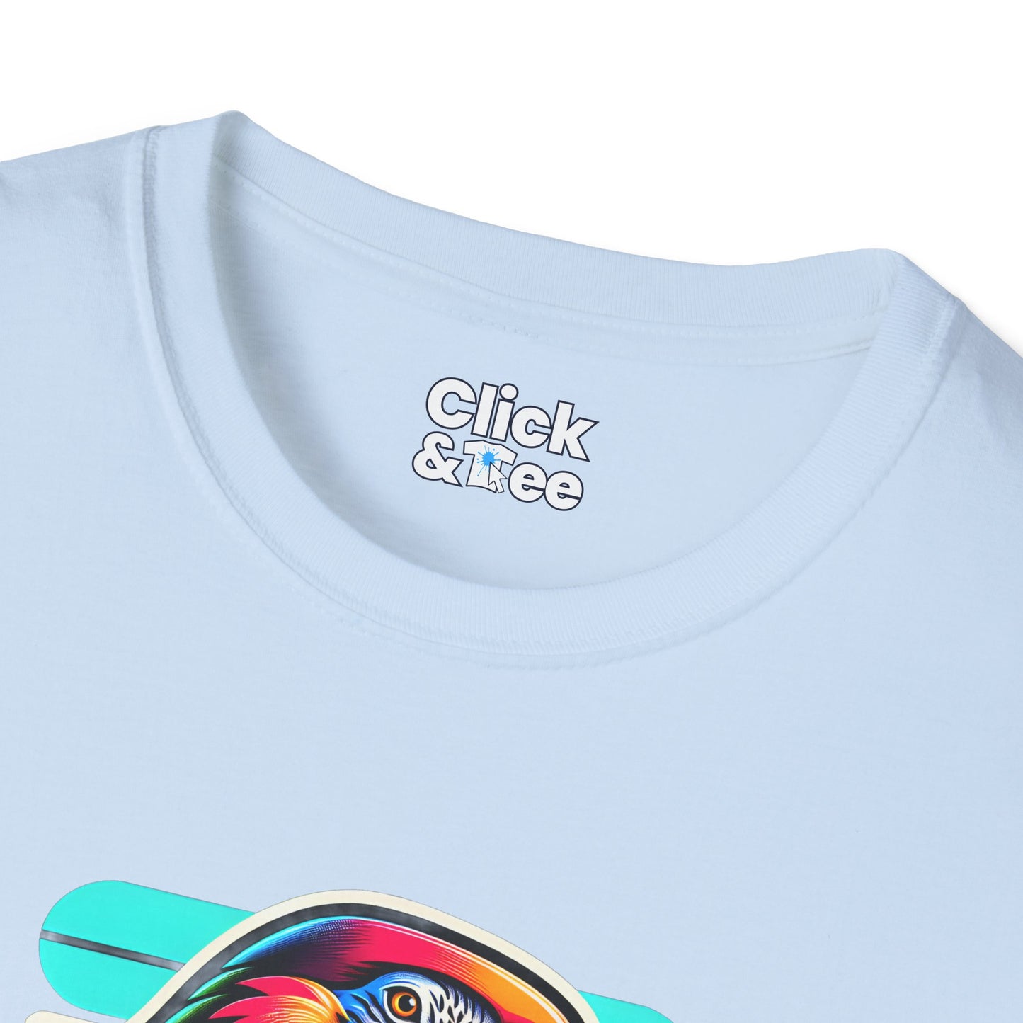 80s Neon T-Shirt - Tropical Parrot Eating rainbow ice cream - 80s Neon Style T-Shirt
