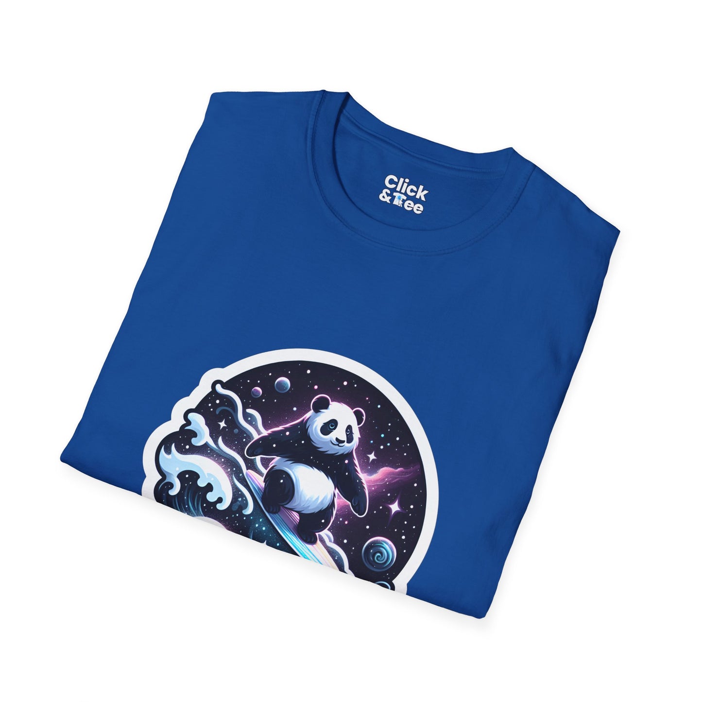 Digital Art T-Shirt - Magical Panda Surfing in space - Digital Art Style T-Shirt