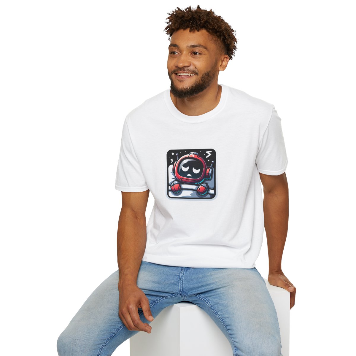 Unique T-Shirt - Sleepy Robot Carrying a human - Cartoon Style T-Shirt