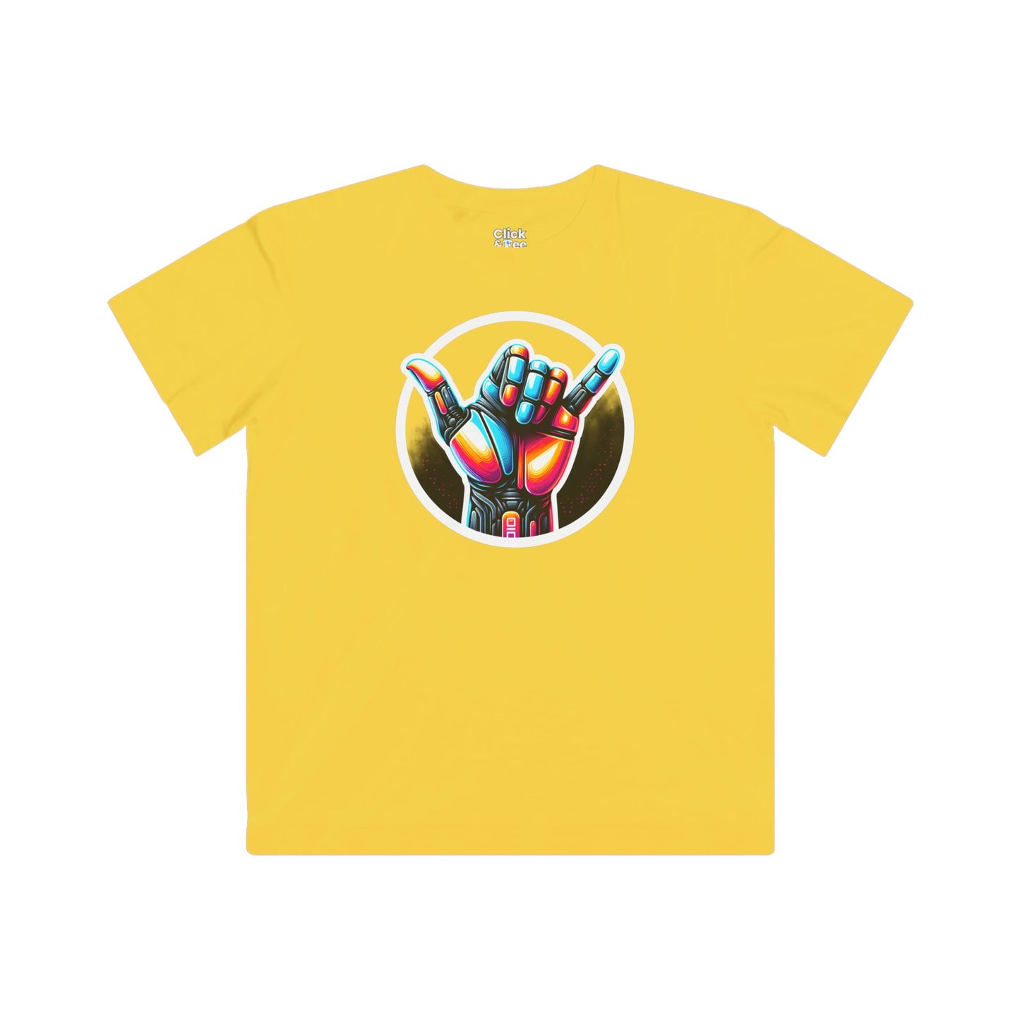 Kids Futuristic T-Shirt - Vivid Hand Making the Aloha Sign - Futuristic Style T-Shirt