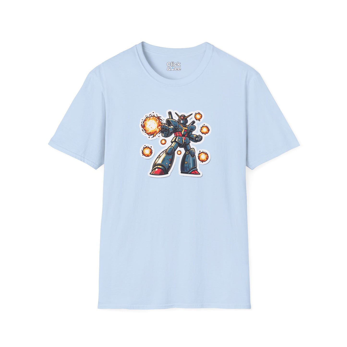 Shonen Anime T-Shirt - Magical Robot Shooting fireballs - Shonen Anime Style T-Shirt
