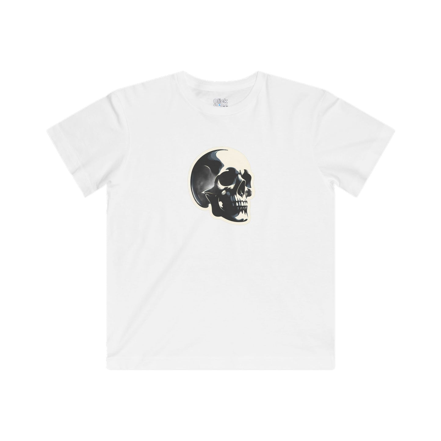 Kids Graphic Art T-Shirt - Mysterious Skull Skull with shadows, viewed from three quarters - Graphic Art Style T-Shirt