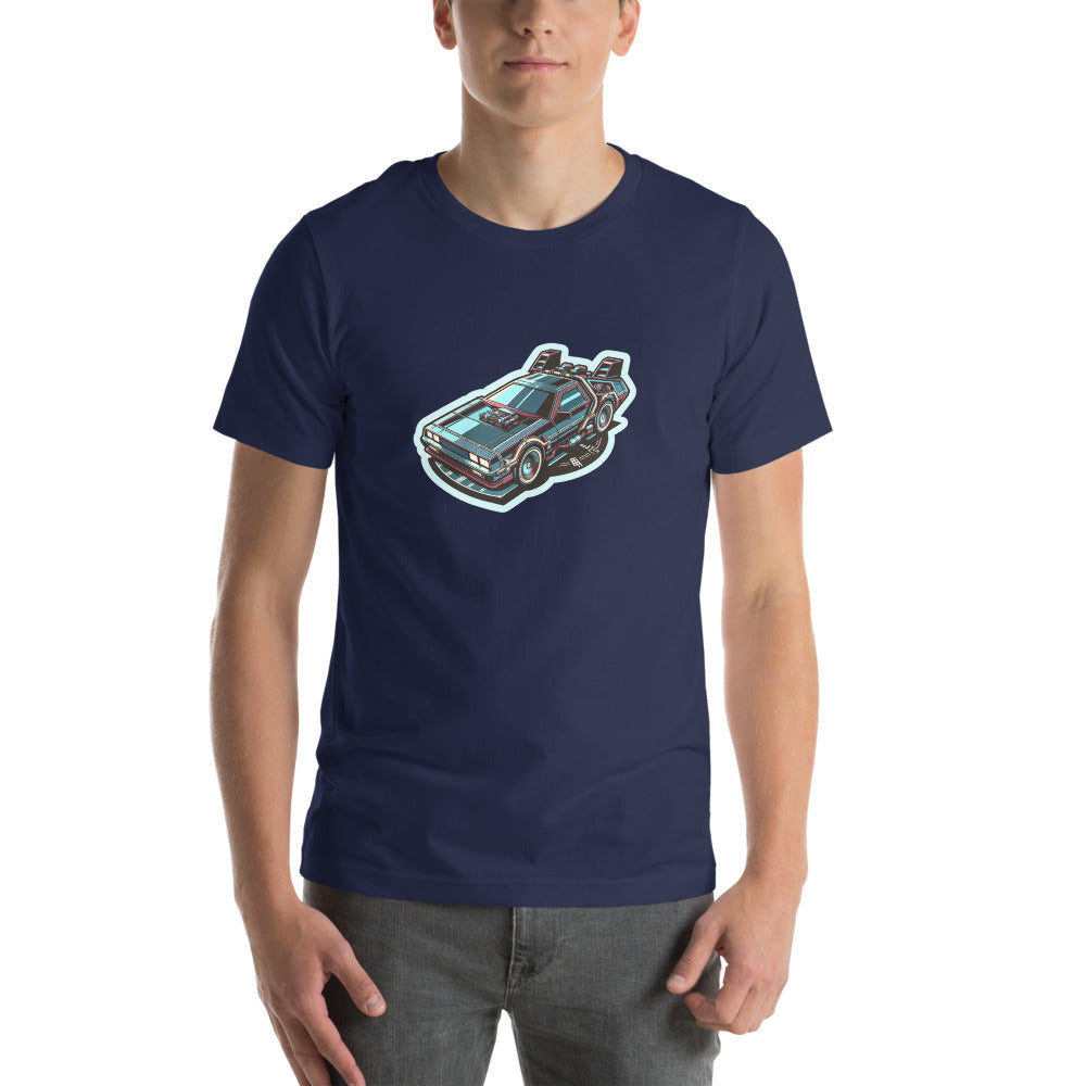 Unique T-Shirt - Ultra Fast Time Machine Car Speeding into the future - Futuristic Style T-Shirt