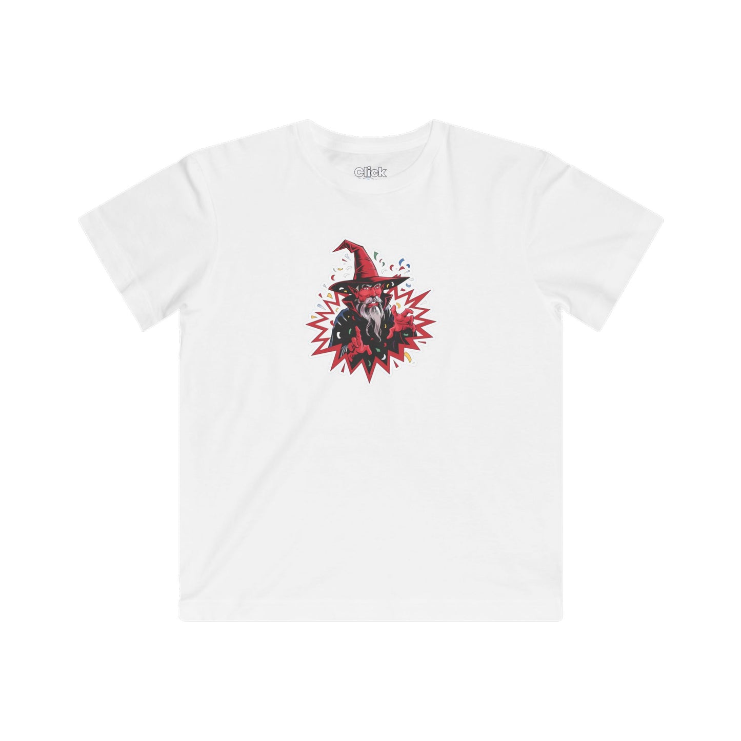Kids Comic T-Shirt - Red Warlock Exploding with Confetti - Comic Style T-Shirt