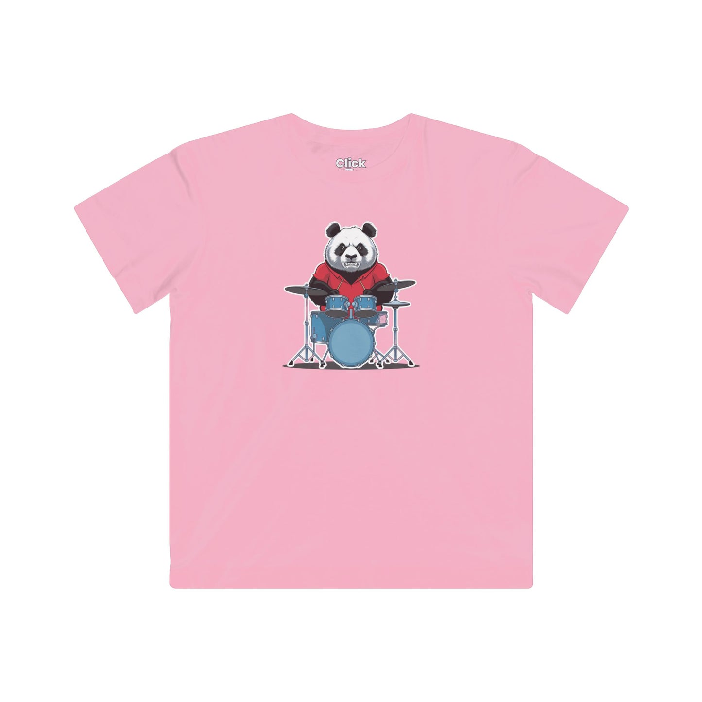 Kids Graphic Art T-Shirt - Angry Panda Playing a drum set - Graphic Art Style T-Shirt