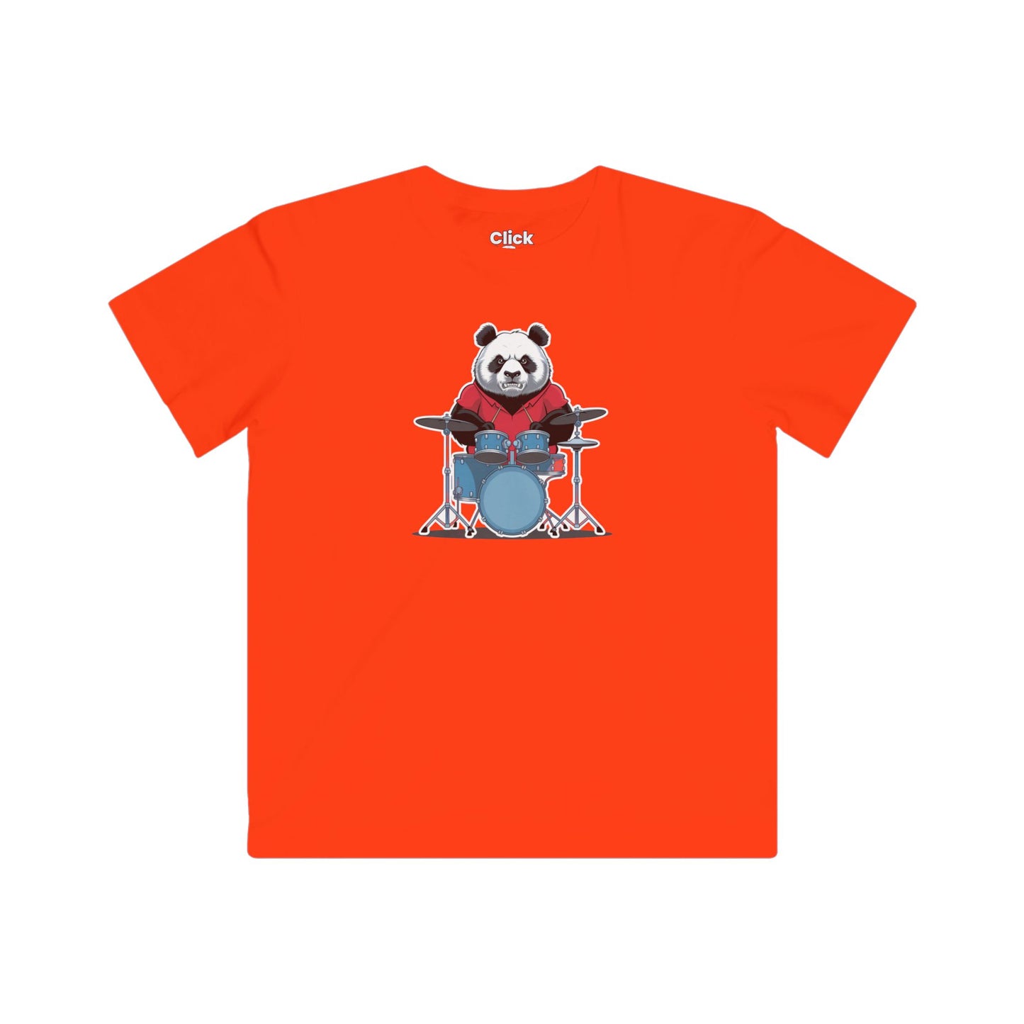 Kids Graphic Art T-Shirt - Angry Panda Playing a drum set - Graphic Art Style T-Shirt