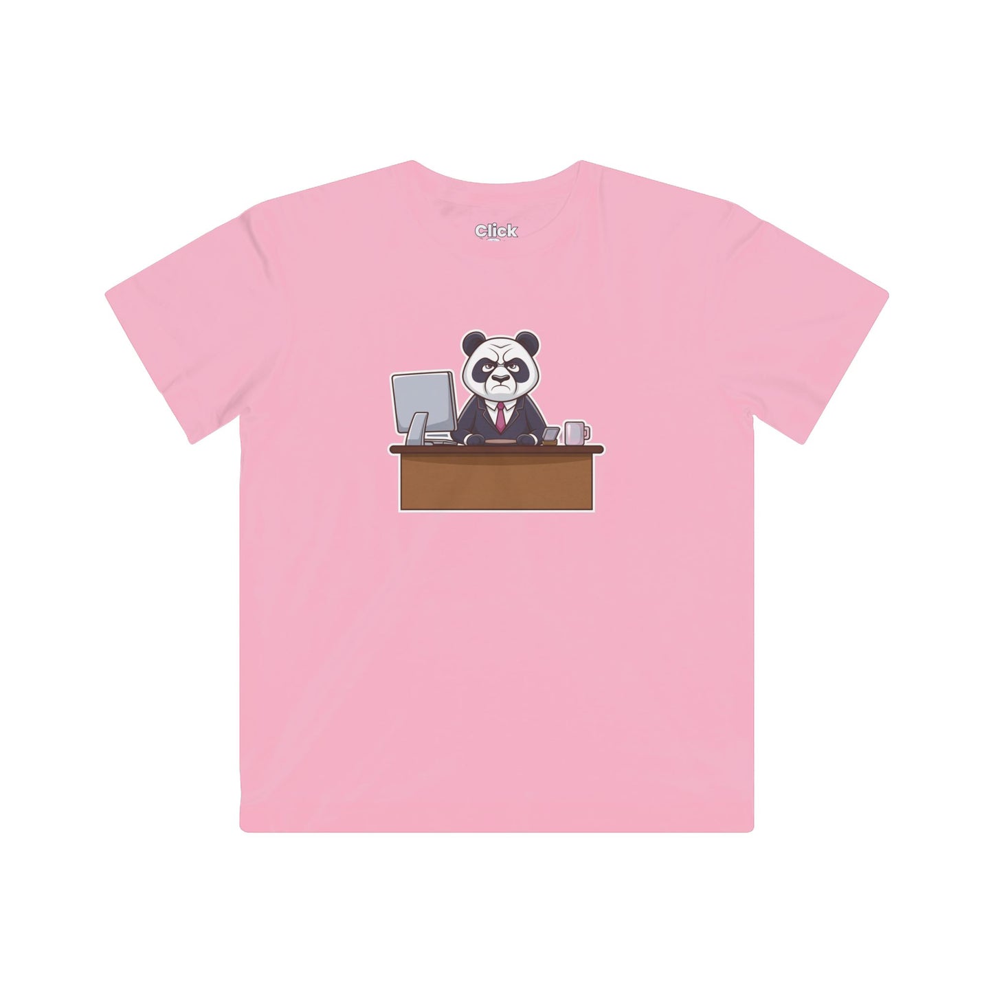 Kids Cartoon T-Shirt - Disgruntled Panda in a Suit Working a boring office job - Cartoon Style T-Shirt