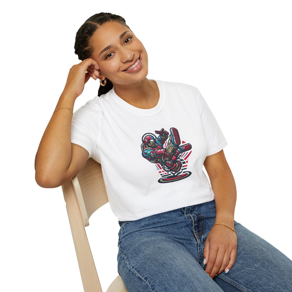 Retro T-Shirt - Aggressive Retro-Robot Breakdancing - Retro Style T-Shirt