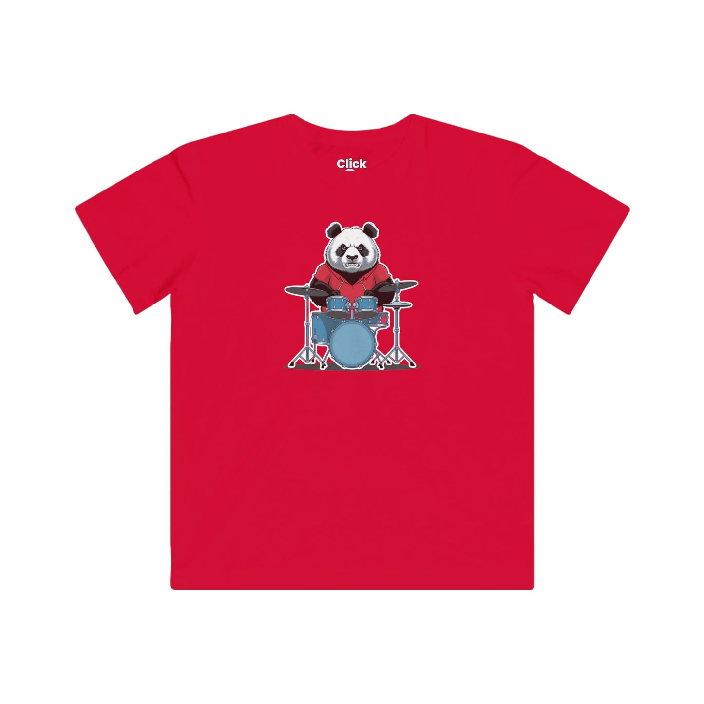 Kids Graphic Art T-Shirt - Angry Panda Playing a drum set - Graphic Art Style T-Shirt