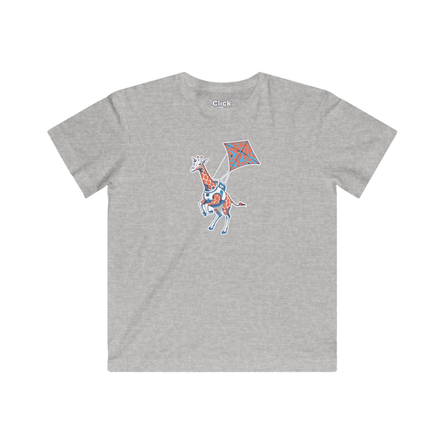 Kids Futuristic T-Shirt - Powerful Giraffe Flying a Kite - Futuristic Style T-Shirt