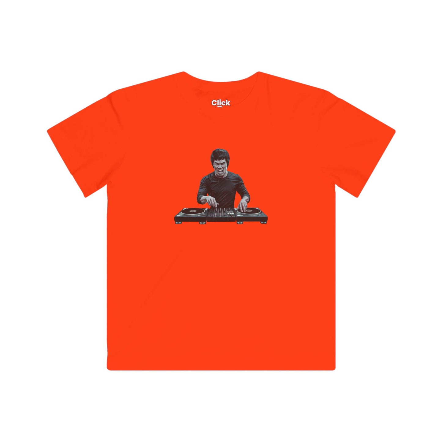 Kids Realistic T-Shirt - Angry Bruce Lee DJing - Realistic Style T-Shirt
