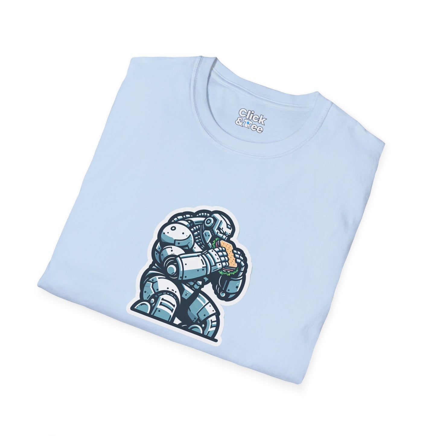 Digital Art T-Shirt - Hulking Robot Eating a sandwich - Digital Art Style T-Shirt