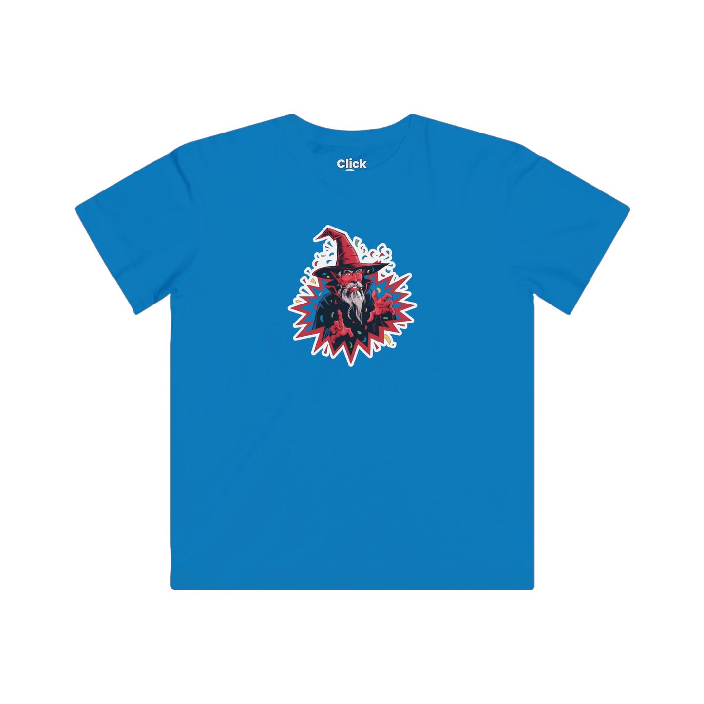 Kids Comic T-Shirt - Red Warlock Exploding with Confetti - Comic Style T-Shirt