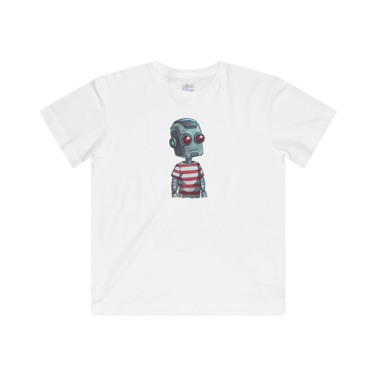 Kids Futuristic T-Shirt - Cool Robot Rebel Wearing a Trendy T-Shirt - Futuristic Style T-Shirt