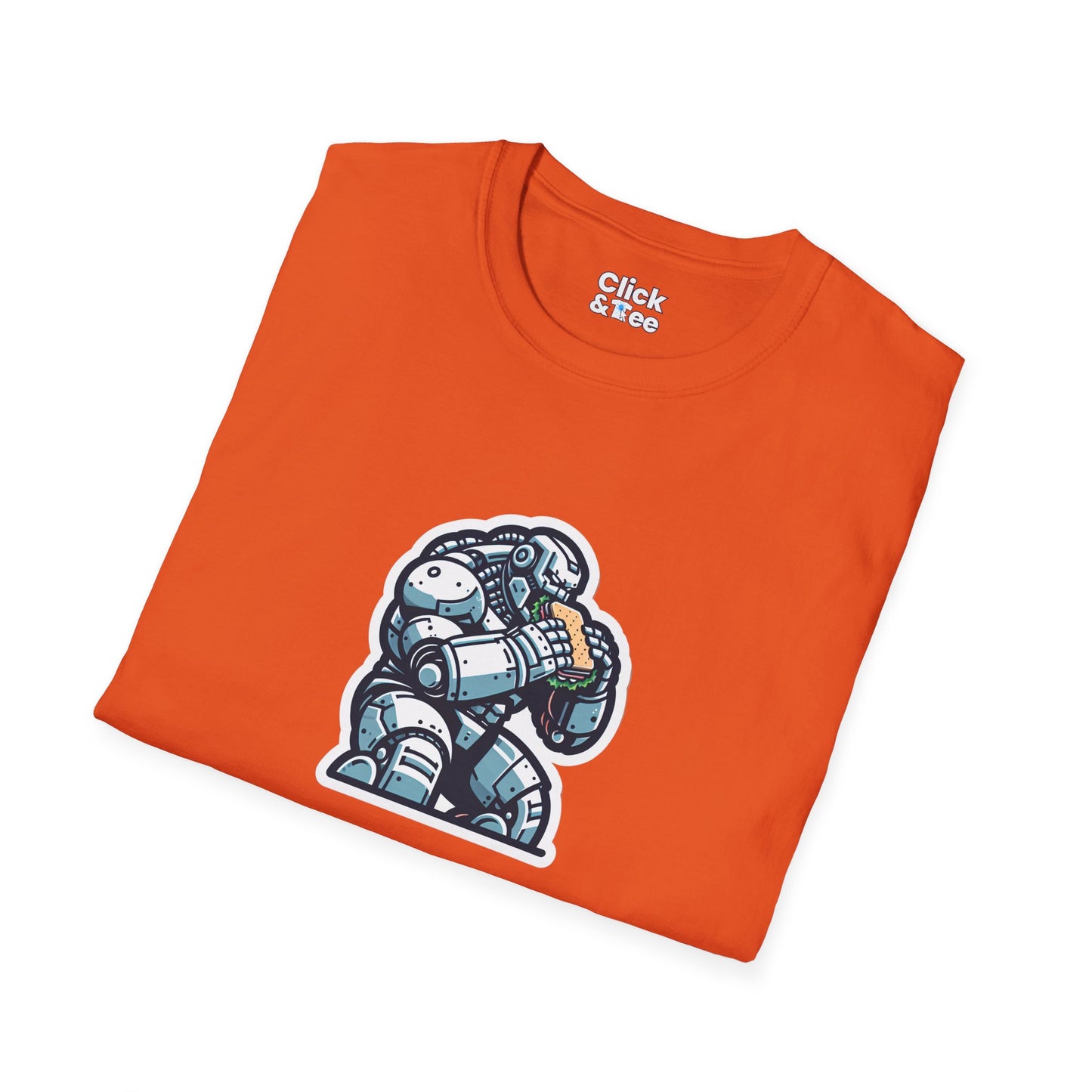 Digital Art T-Shirt - Hulking Robot Eating a sandwich - Digital Art Style T-Shirt
