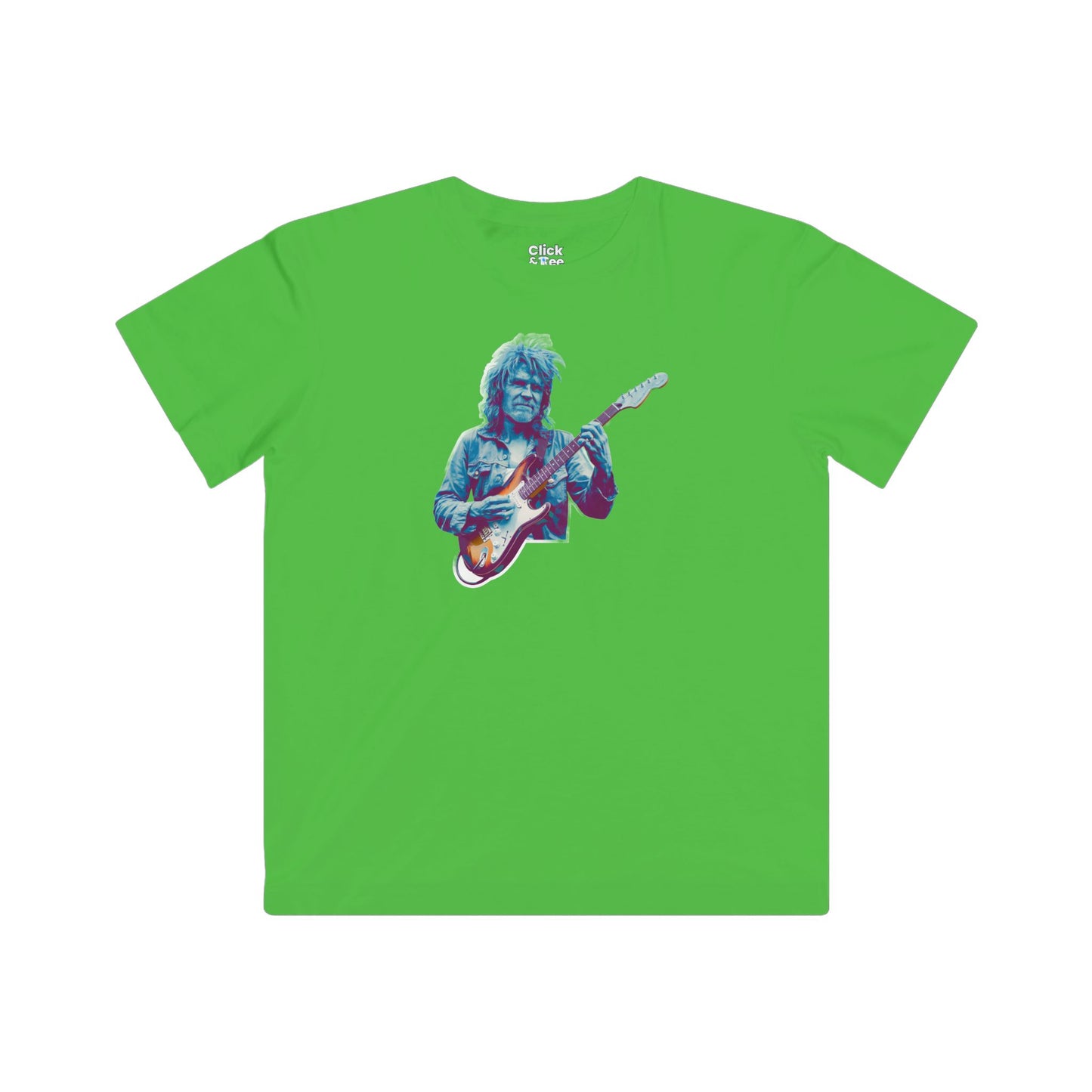 Kids Psychadelic T-Shirt - Funky Guitar player Man jamming on electic guitar with rugged hippie appearance. - Psychadelic Style T-Shirt