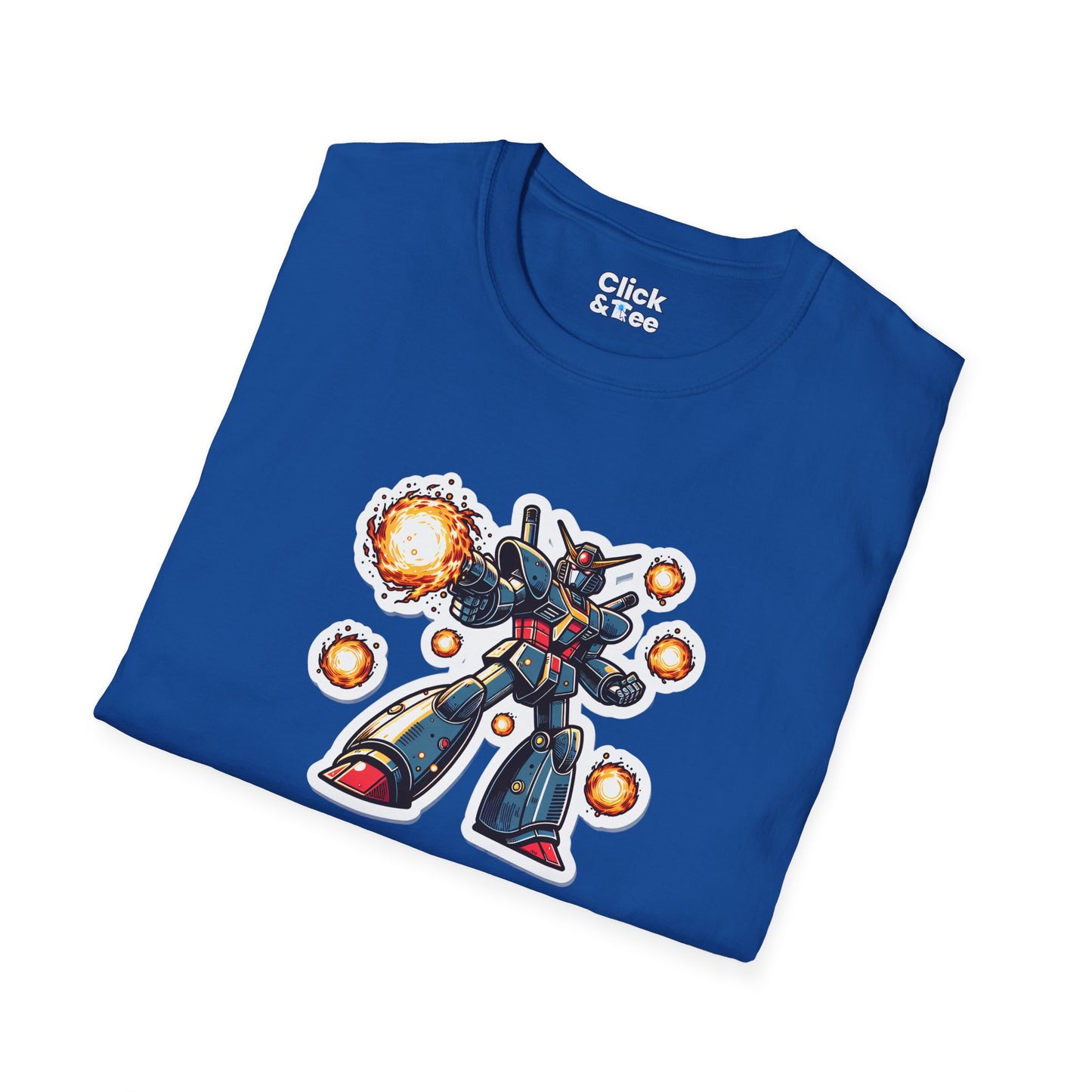 Shonen Anime T-Shirt - Magical Robot Shooting fireballs - Shonen Anime Style T-Shirt