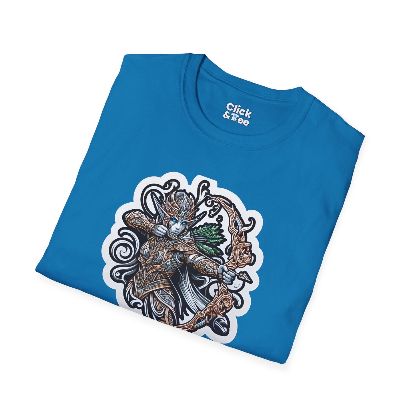 Fantasy T-Shirt - Fantastical Elf Shooting a bow and arrow - Fantasy Style T-Shirt