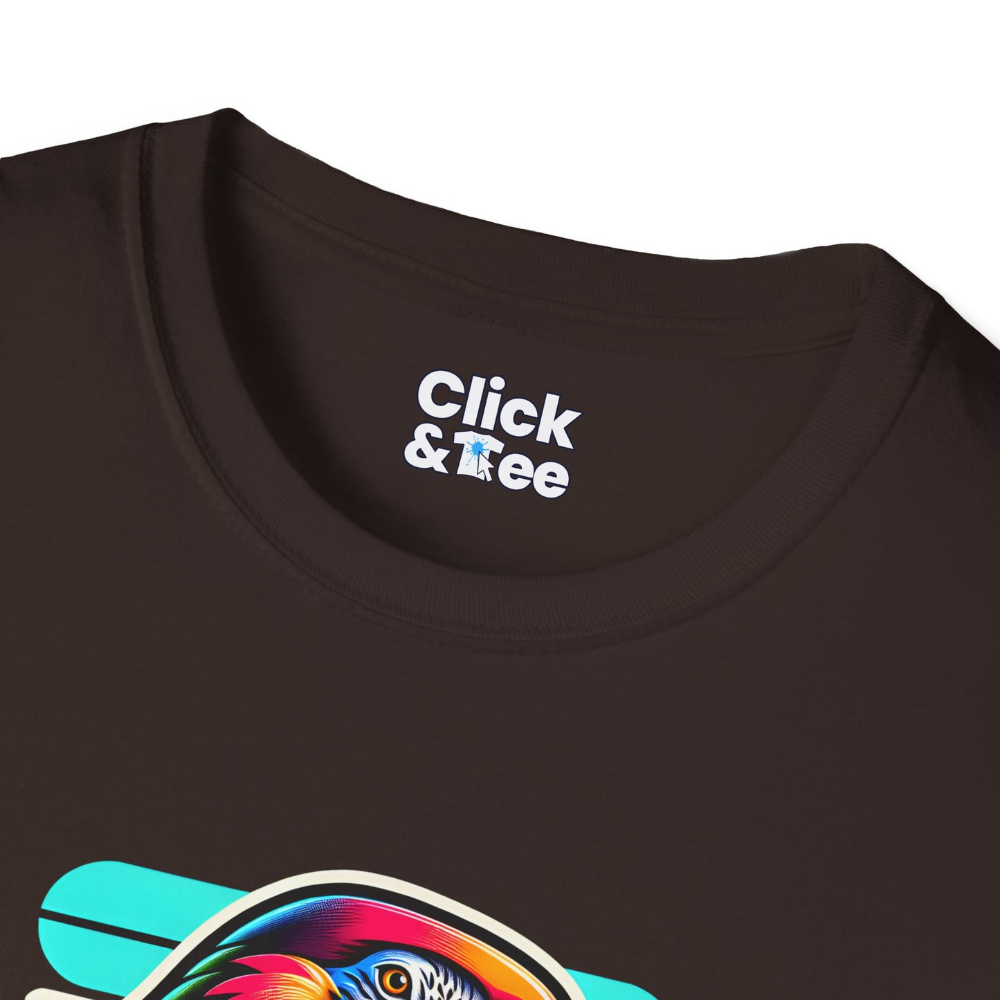 80s Neon T-Shirt - Tropical Parrot Eating rainbow ice cream - 80s Neon Style T-Shirt