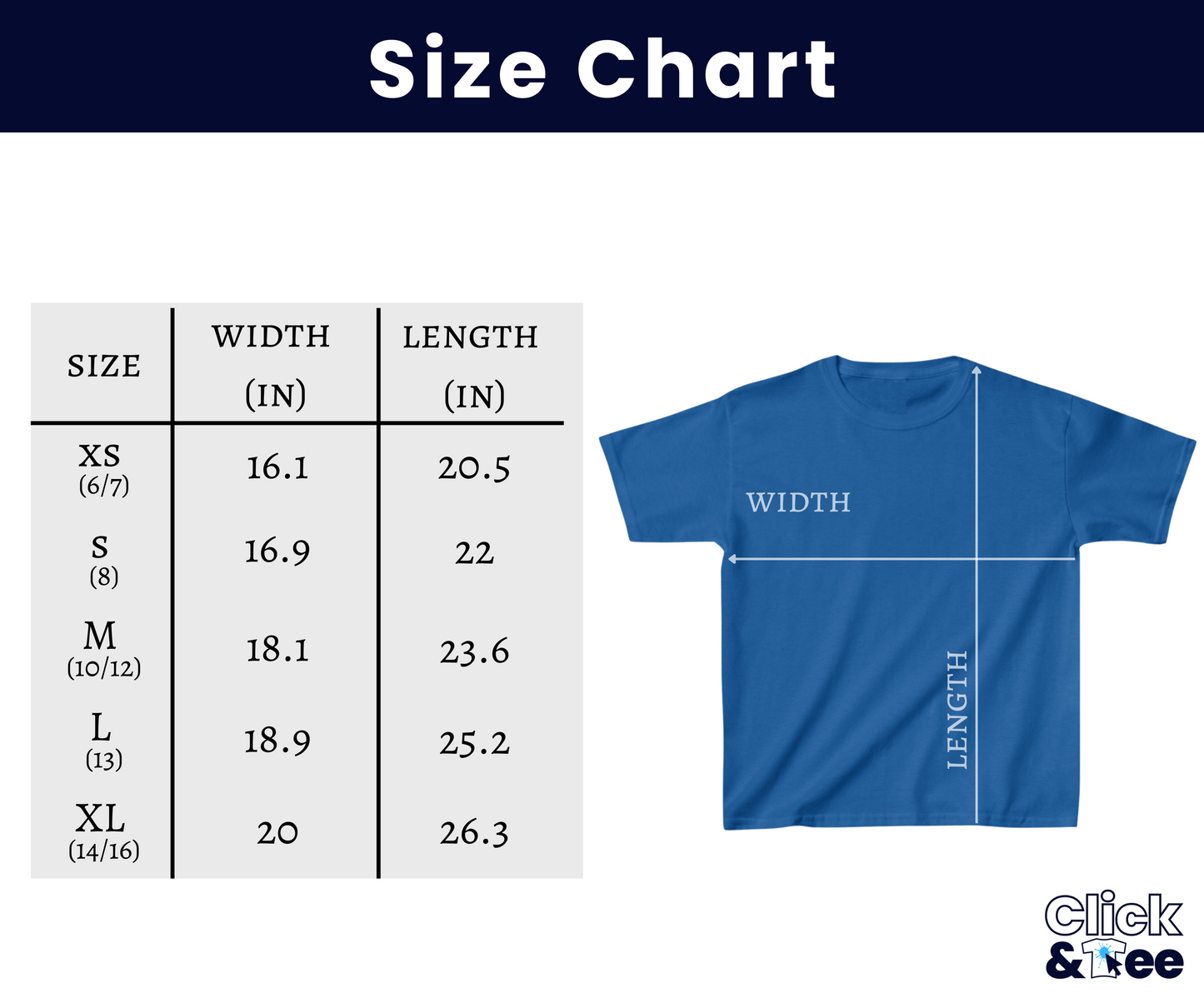 Kids T-Shirt Size Chart