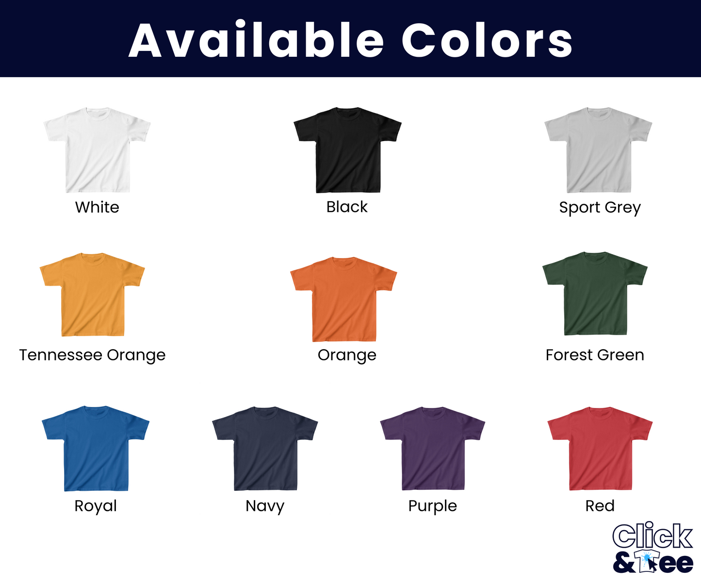 Kids T-Shirt Colors