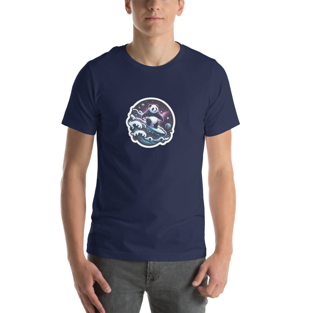 Digital Art T-Shirt - Magical Panda Surfing in space - Digital Art Style T-Shirt