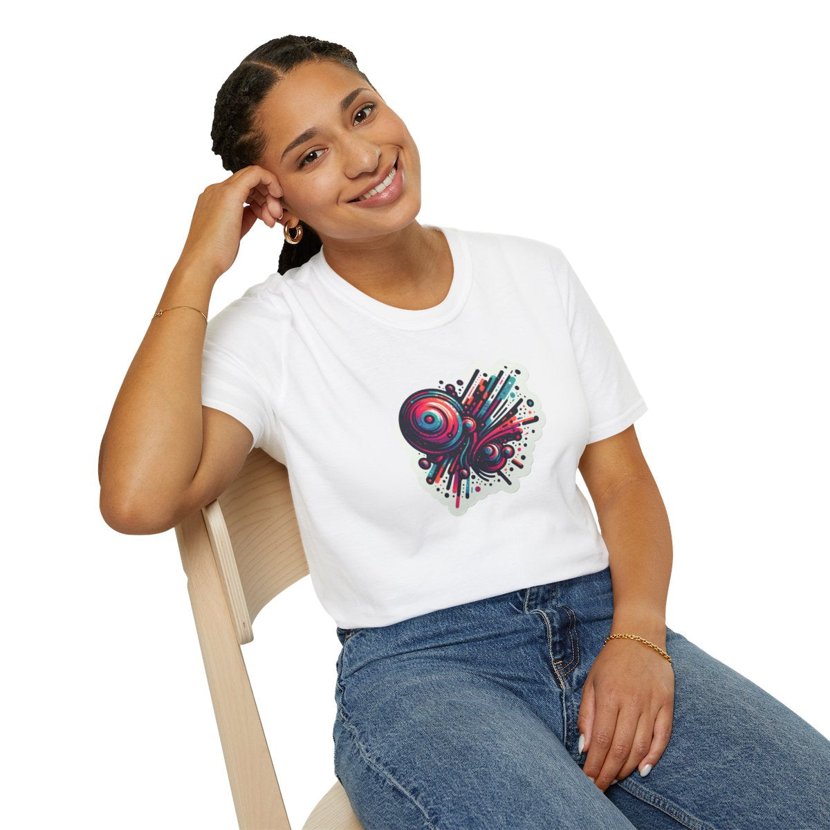 Graphic Art T-Shirt - Vibrant Abstract design Splattered - Graphic Art Style T-Shirt