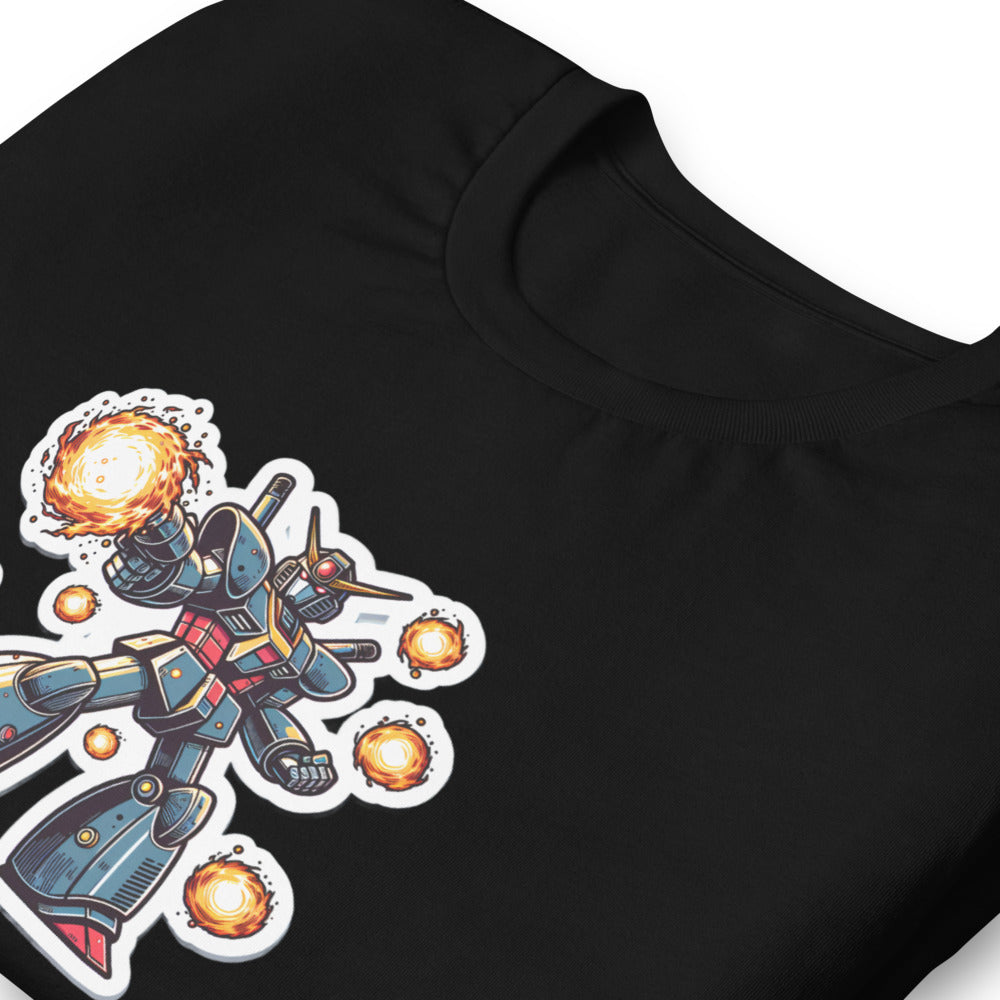 Shonen Anime T-Shirt - Magical Robot Shooting fireballs - Shonen Anime Style T-Shirt
