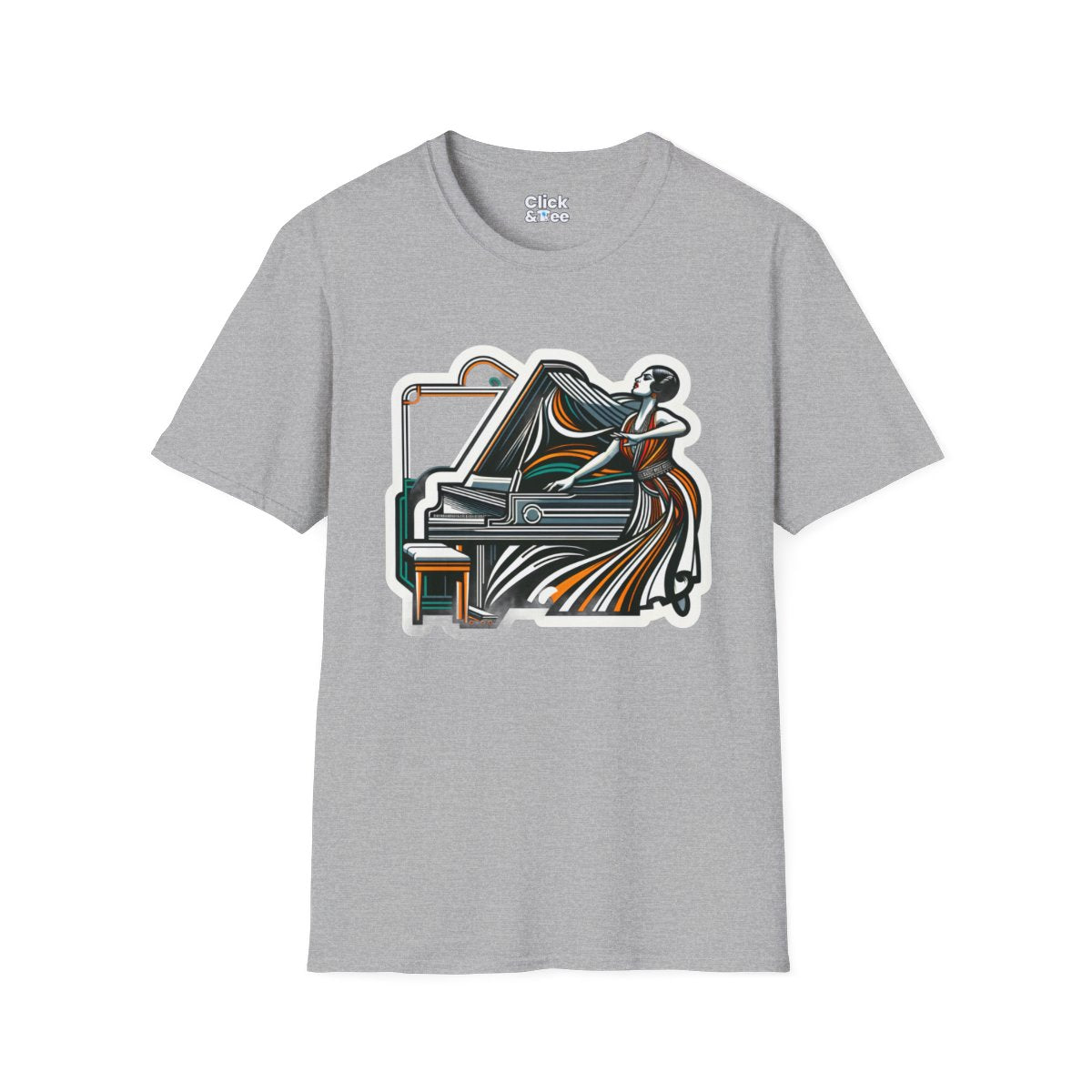 Art DecoPianist Unique T-Shirt Image 2