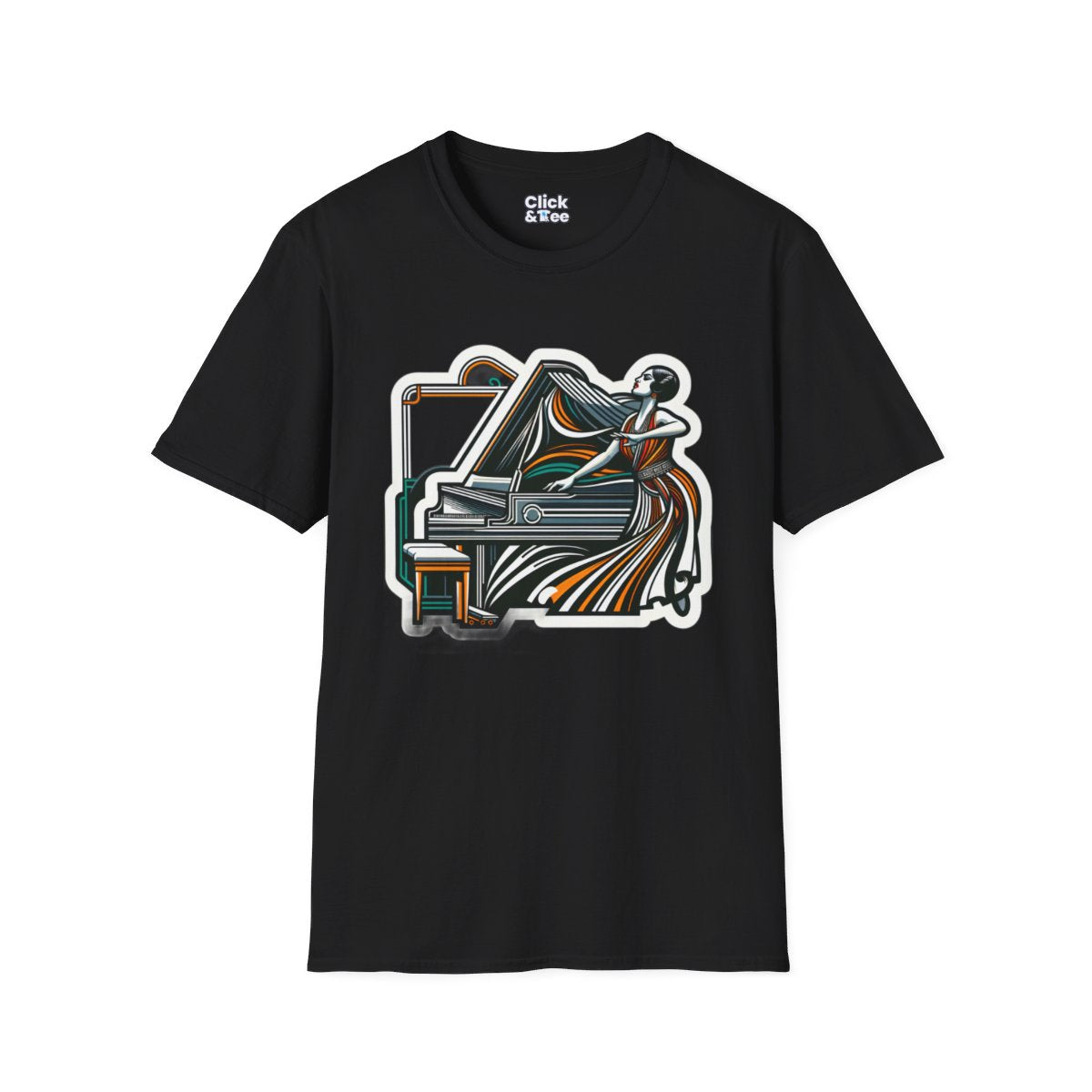 Art DecoPianist Unique T-Shirt Image 3