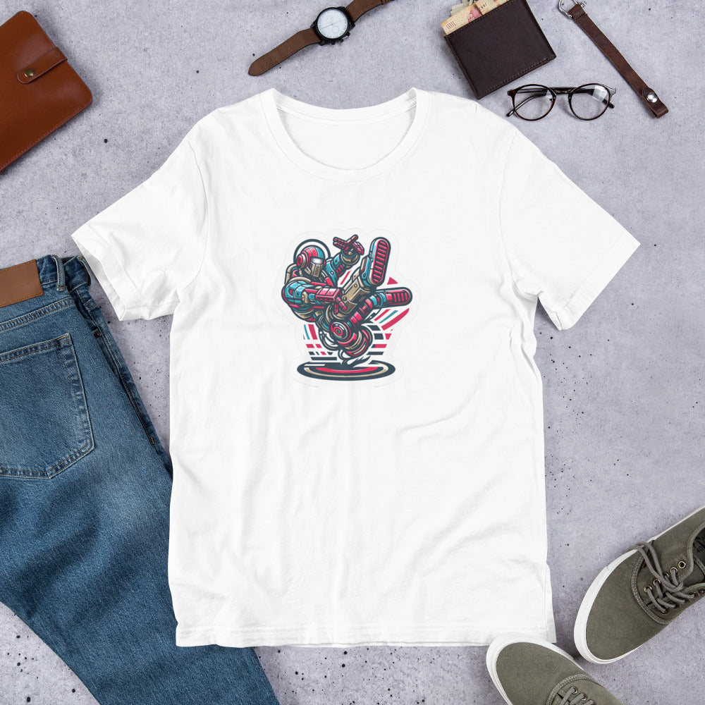 Retro T-Shirt - Aggressive Retro-Robot Breakdancing - Retro Style T-Shirt