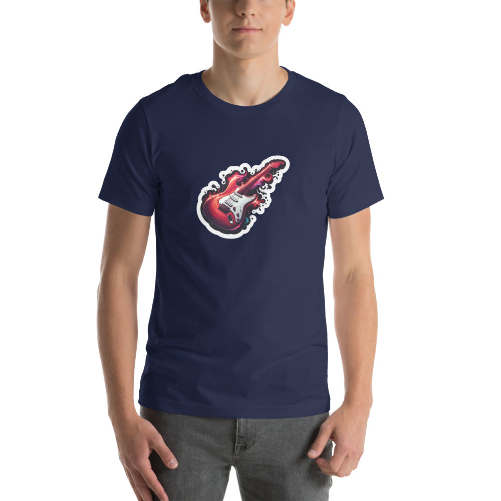 Color Splatter T-Shirt - Red Legendary Guitar Glowing - Color Splatter Style T-Shirt