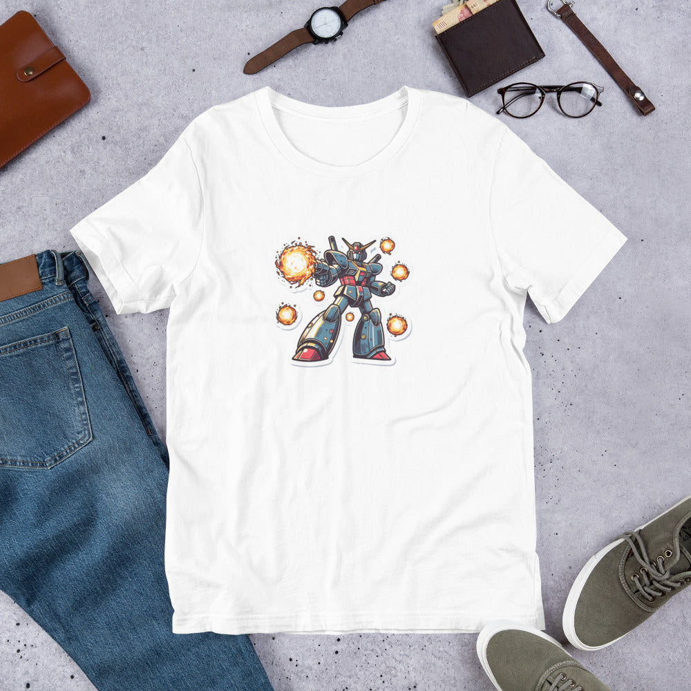 Shonen Anime T-Shirt - Magical Robot Shooting fireballs - Shonen Anime Style T-Shirt