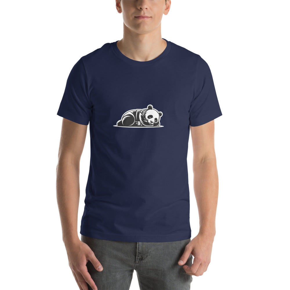 Unique T-Shirt - Sleepy Panda Eating rainbow ice cream - Vector Style T-Shirt