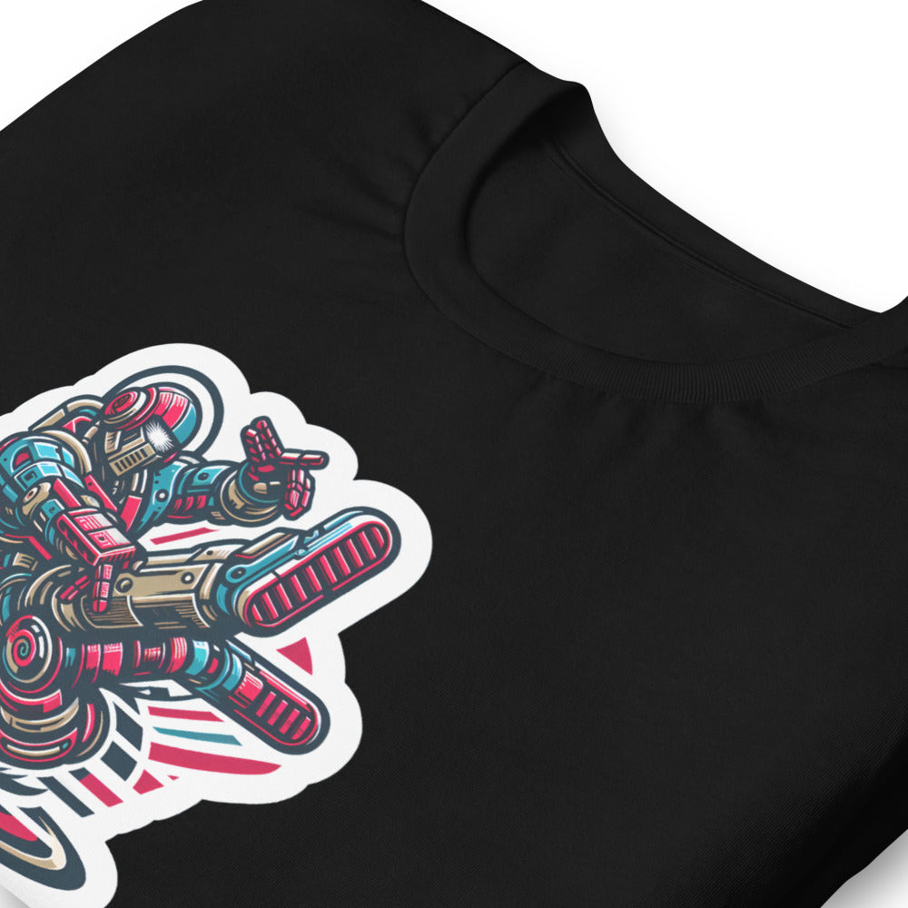 Retro T-Shirt - Aggressive Retro-Robot Breakdancing - Retro Style T-Shirt
