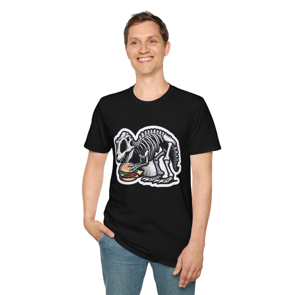 CartoonDinosaur skeleton Unique T-Shirt Image 4