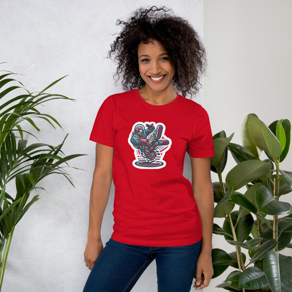 Retro T-Shirt - Aggressive Retro-Robot Breakdancing - Retro Style T-Shirt